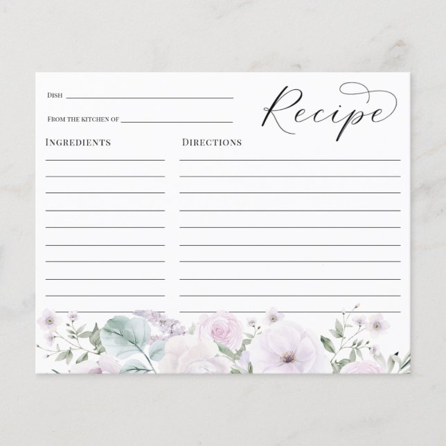 Papier Fête des mariées Violet Lavender Flowers Recette (Devant)