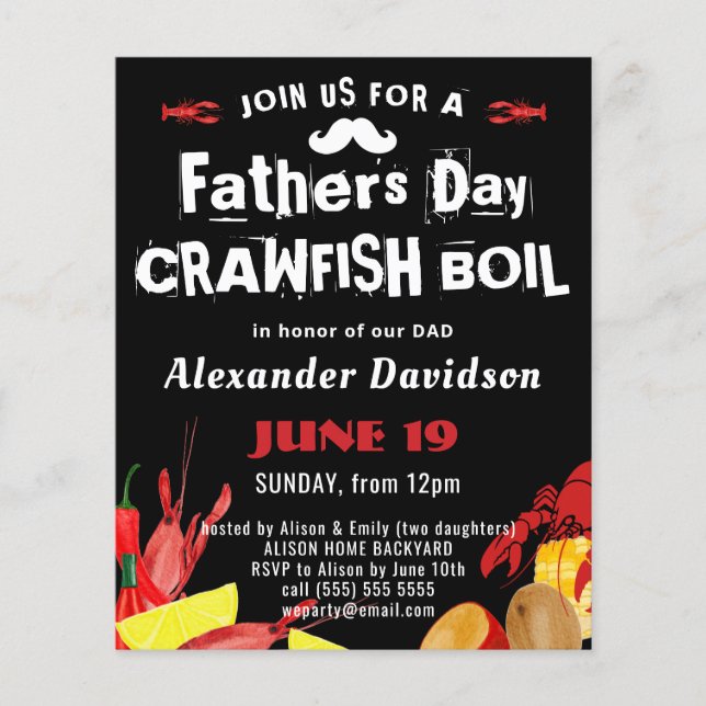 Papier FÊTE DES PÈRES BUDGET Photo Crawfish Invitation éb (Devant)