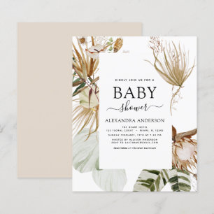 Papier Fête Prénatale Bohème Tropicale Herbe des Pampas à