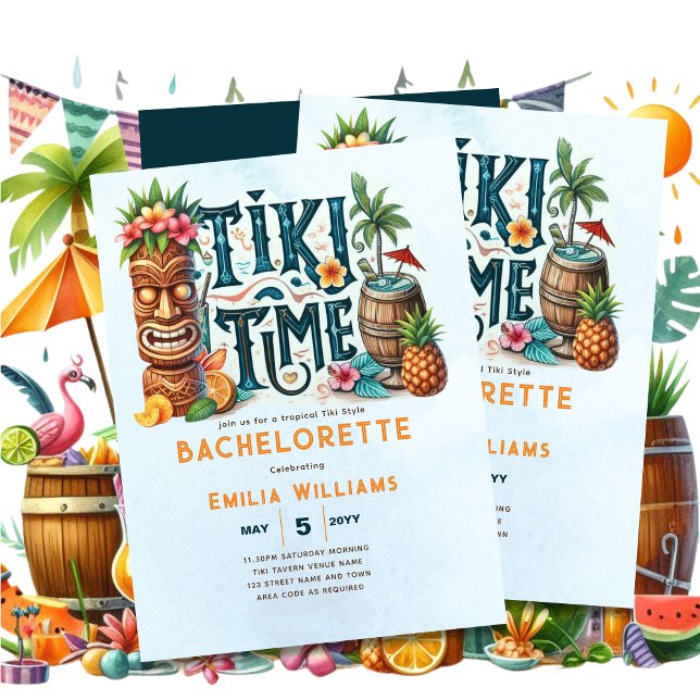 Papier Fête Tropicale Tiki Mariage Luau Enterrement de Vi (Créateur téléchargé)