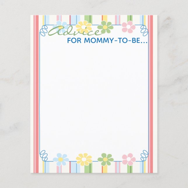 Papier Fiche baby shower "Fleurs & Stripes" (Devant)
