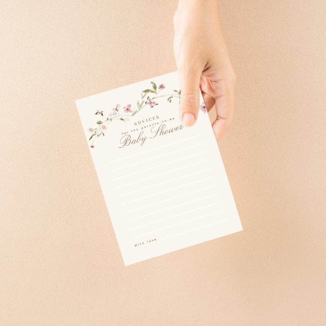 Papier Fiche conseil sur le Baby shower floral rose lapin (Créateur téléchargé)