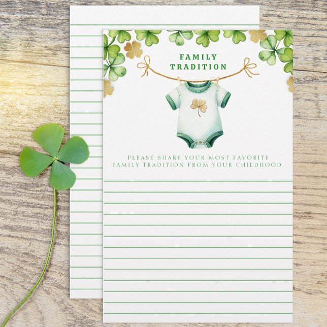 Papier Fiche d'activité de la famille des Baby showers ir (Family Tradition Baby Shower Cards)