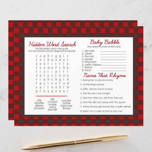 Papier Fiche d'activité Flannel Plaid Bear Douche Sets de (Créateur téléchargé)