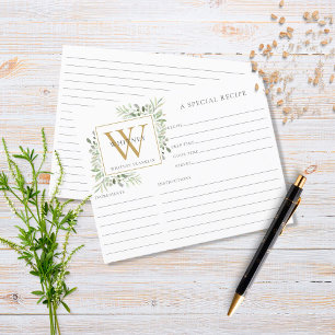 Papier Fiche de recette de la verdure aquarelle au monogr