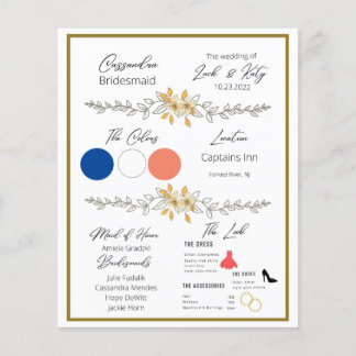 Papier Fiche d'information de Bridesmaid