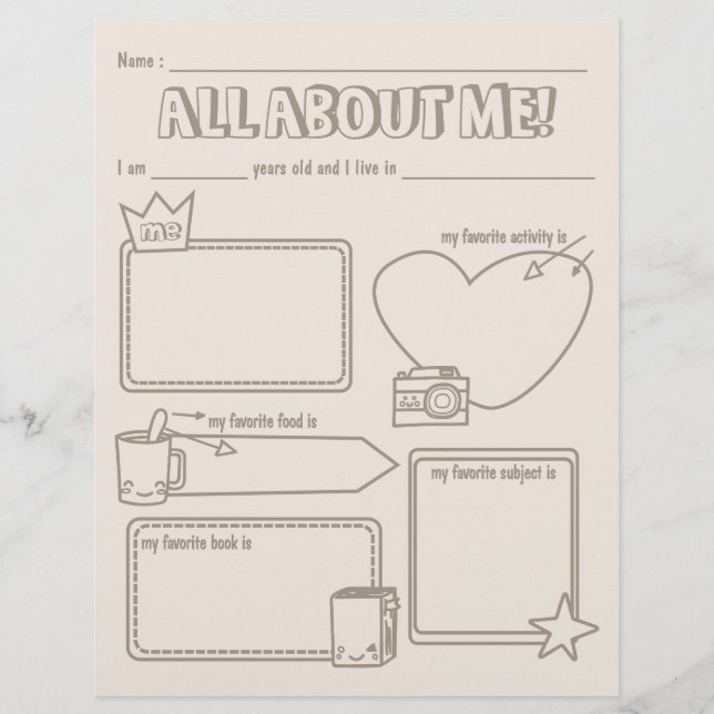 Papier Fiche Simple Tout sur Moi (Devant)