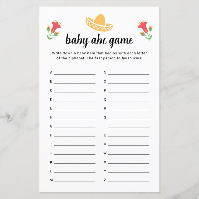 Papier Fiesta Baby ABC Jeu (Devant)
