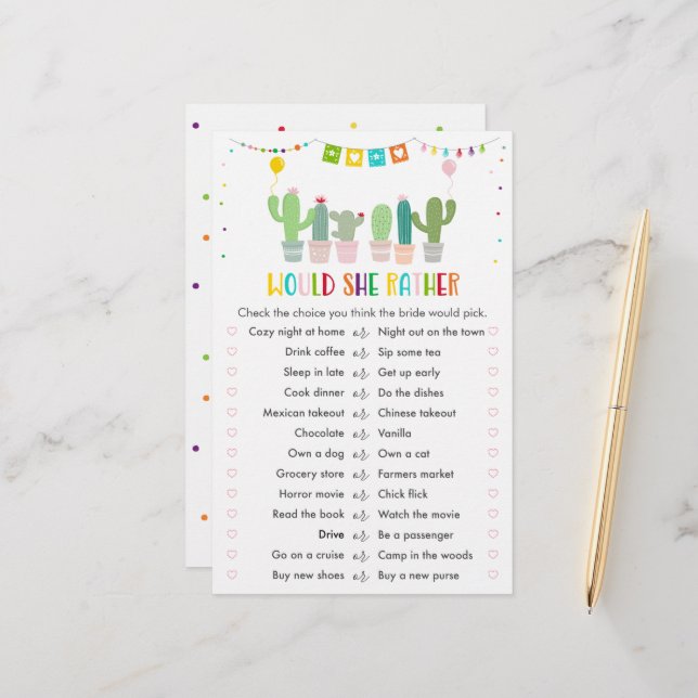 Papier Fiesta Cactus Succulent Voudrait Elle Plutôt Jouer (Devant/Arrière en situation)