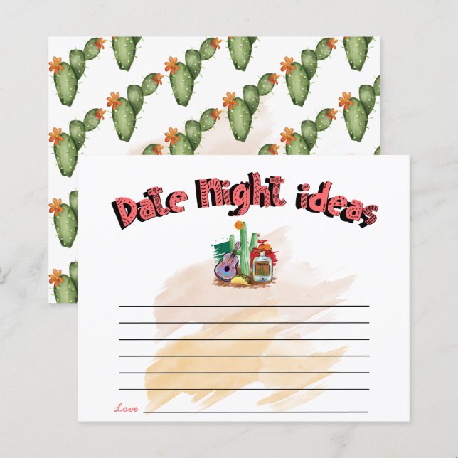 Papier Fiesta | Fête des mariées aquarelle | Date Nuit (Devant / Derrière)