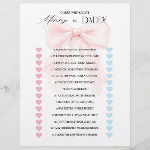 Papier Fille au Nœud Rose Fête Moderne de Bébé Jeux