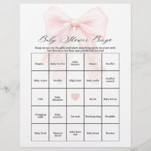 Papier Fille au Nœud Rose Jeux de Baby Shower Moderne