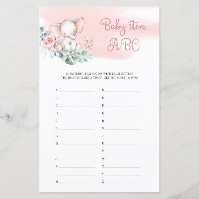 Papier Fille bébé éléphant Eucalyptus Baby Article ABC (Devant)