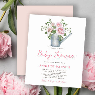 Papier Fille fille rose rose rustique invitation douche