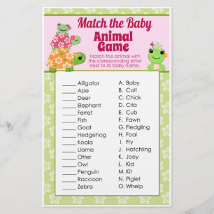 Papier Fille Grenouille Baby shower Jeu Animal Match Feui