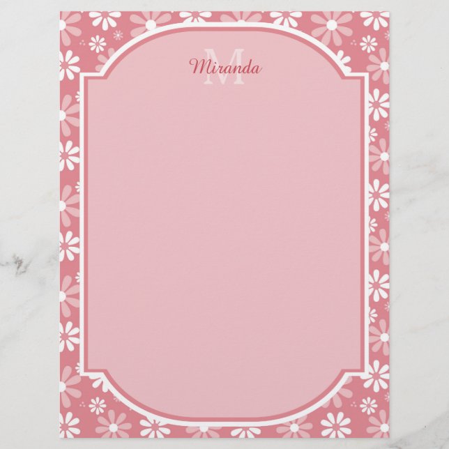 Papier Fille Monogramme Joli Rose Fleurs De Faisée Avec N (Devant)