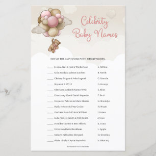 Papier Fille ours en peluche ballons roses Celebrity Baby