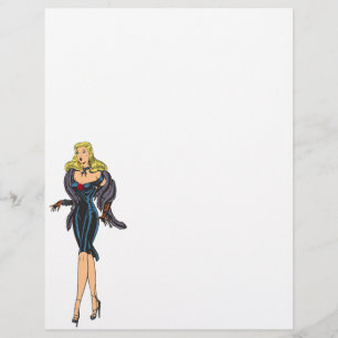 Papier Fille pin-up blonde rétro glamour vintage