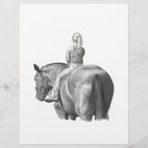 PAPIER FILLE SUR HORSEBACK : ART PENCIL : RÉALISME