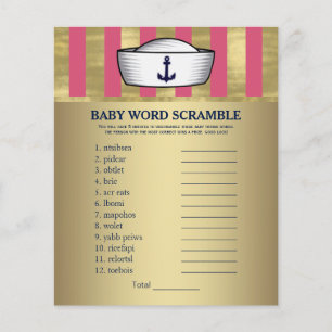 Papier Filles Ancres nautiques Casquettes Baby shower Jeu