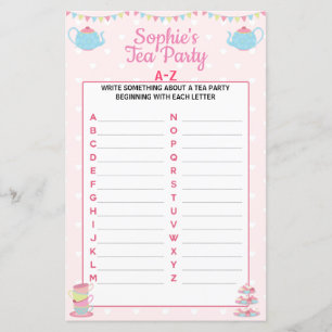 Papier Filles Anniversaire Tea Party A-Z