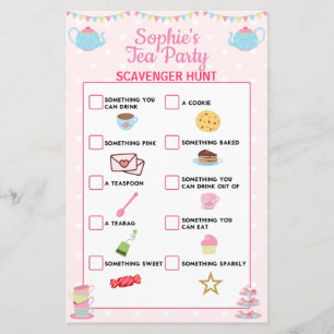 Papier Filles Anniversaire Tea Party Chasse au trésor