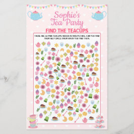 Papier Filles Anniversaire Tea Party Trouver Le Jeu Teacu