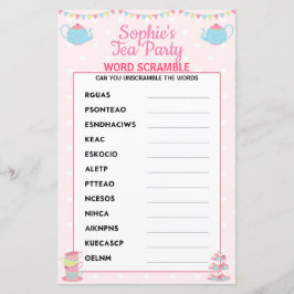 Papier Filles Anniversaire Tea Party Word Scramble