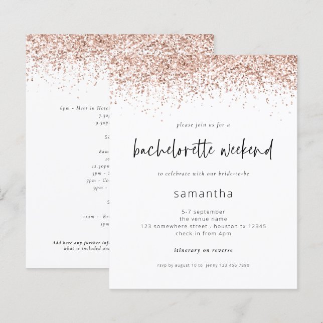 Papier Fin de semaine de Parties scintillant d'or Rose bu (Devant / Derrière)