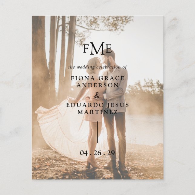 Papier Fiona Photo Gras Monogramme Mariage Moderne (Devant)