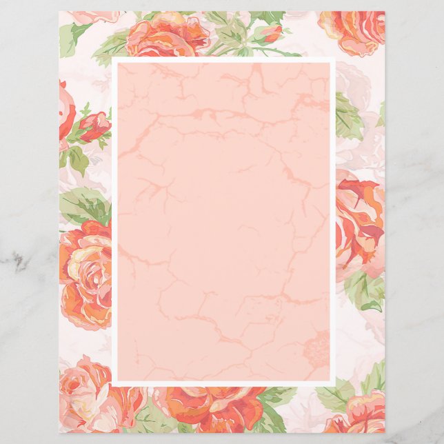 Papier fixe rose floral orange (Devant)