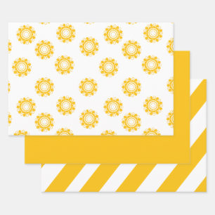 Papier-Flachblatt RETRO HELL GELB Geschenkpapier Set
