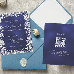 Papier Flacons de neige bleu marine mariage d'hiver invit