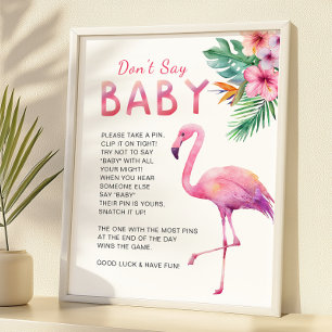 Papier Flamant rose Baby shower - Ne pas dire bébé