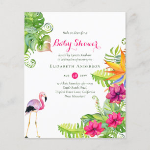 Papier Flamant rose tropical Invitations budgétaires du B