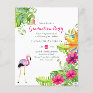 Papier Flamant rose tropical Invitations du budget