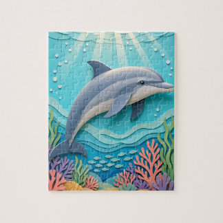 Papier-Flaschennasen-Delfin-Korallenriff-Puzzle