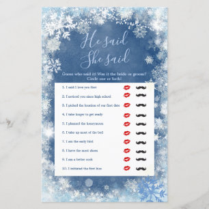 Papier Flèche De Neige Bleu Blanc D'Hiver Il A Dit Qu'Ell