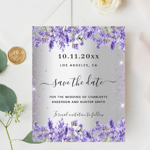 Papier Fleur de lavande argent mariage enregistrer la car