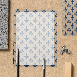 Papier Fleur de Lis Motif, Français, Royal, Bleu marine