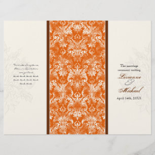 Papier Fleur di Lys Damask Orange Formal Wedding Programm