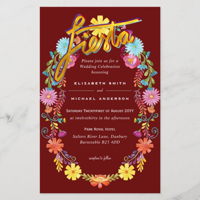 Papier Fleur Folkart Fiesta Faire-part de mariage Boda (Devant)