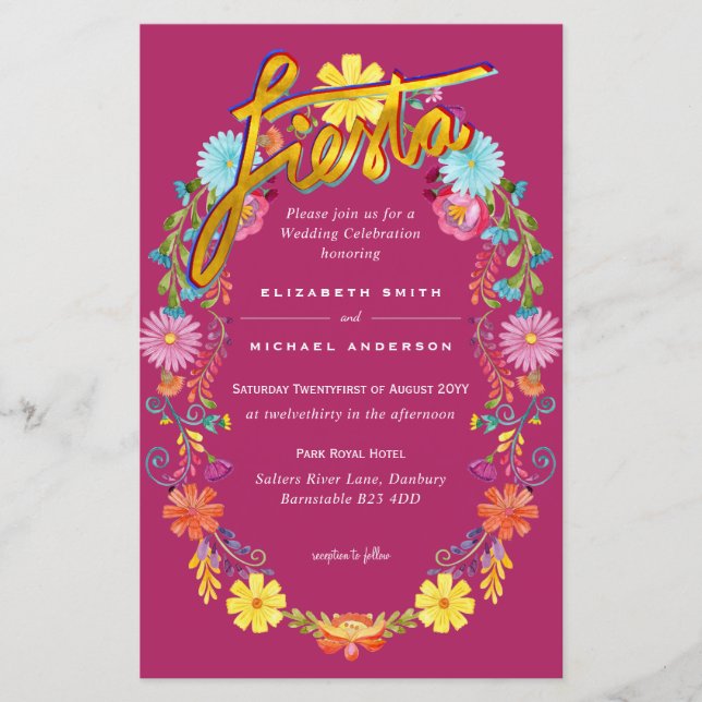 Papier Fleur Folkart Fiesta Faire-part de mariage Boda (Devant)