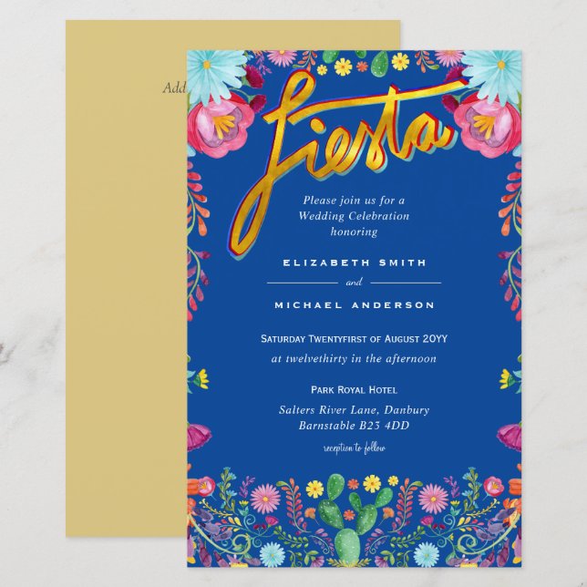 Papier Fleur Folkart Fiesta Faire-part de mariage Boda (Devant / Derrière)