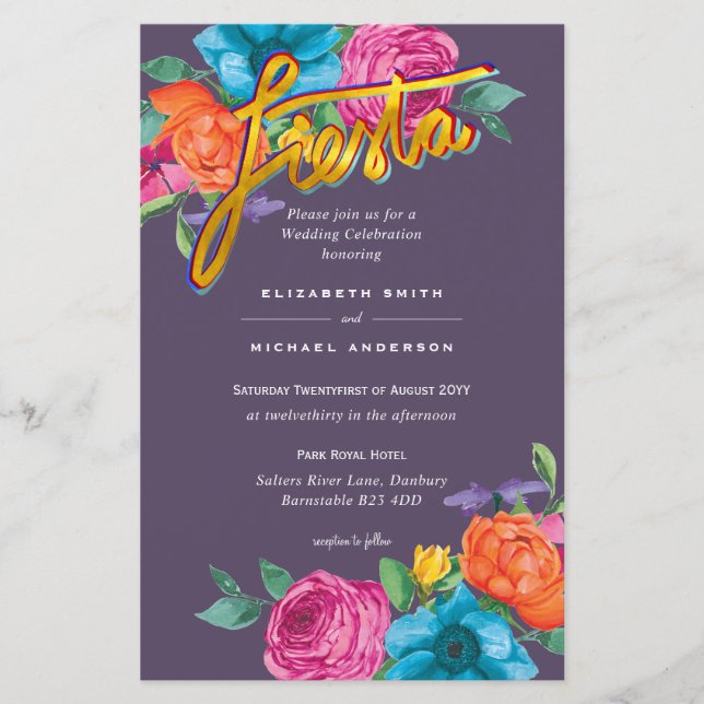 Papier Fleur Folkart Fiesta Faire-part de mariage Boda (Devant)