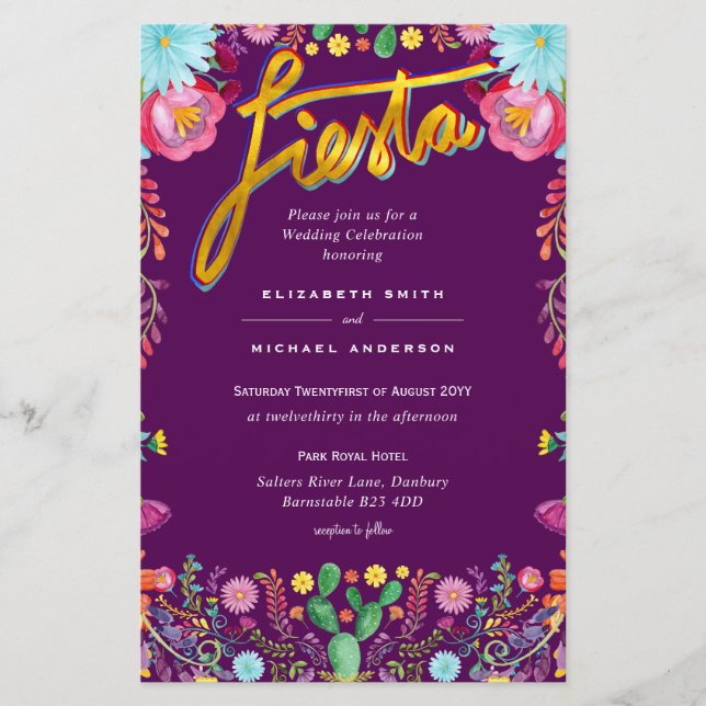Papier Fleur Folkart Fiesta Faire-part de mariage Boda (Devant)