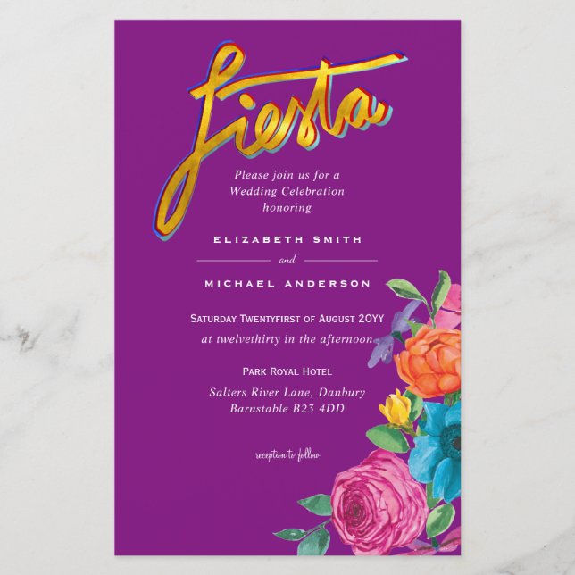 Papier Fleur Folkart Fiesta Faire-part de mariage Boda (Devant)