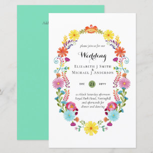 Papier Fleur Folkart Fiesta Faire-part de mariage Boda