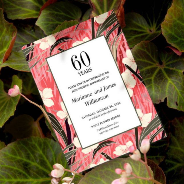 Papier Fleur japonaise en bambou oriental 60 ans (ELEGANT ASIAN JAPANESE GARDEN INSPIRED 60TH WEDDING INVITATION BUDGET LOW COST)