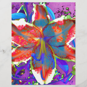 Papier Fleur rouge bleue rétro abstraite élégante